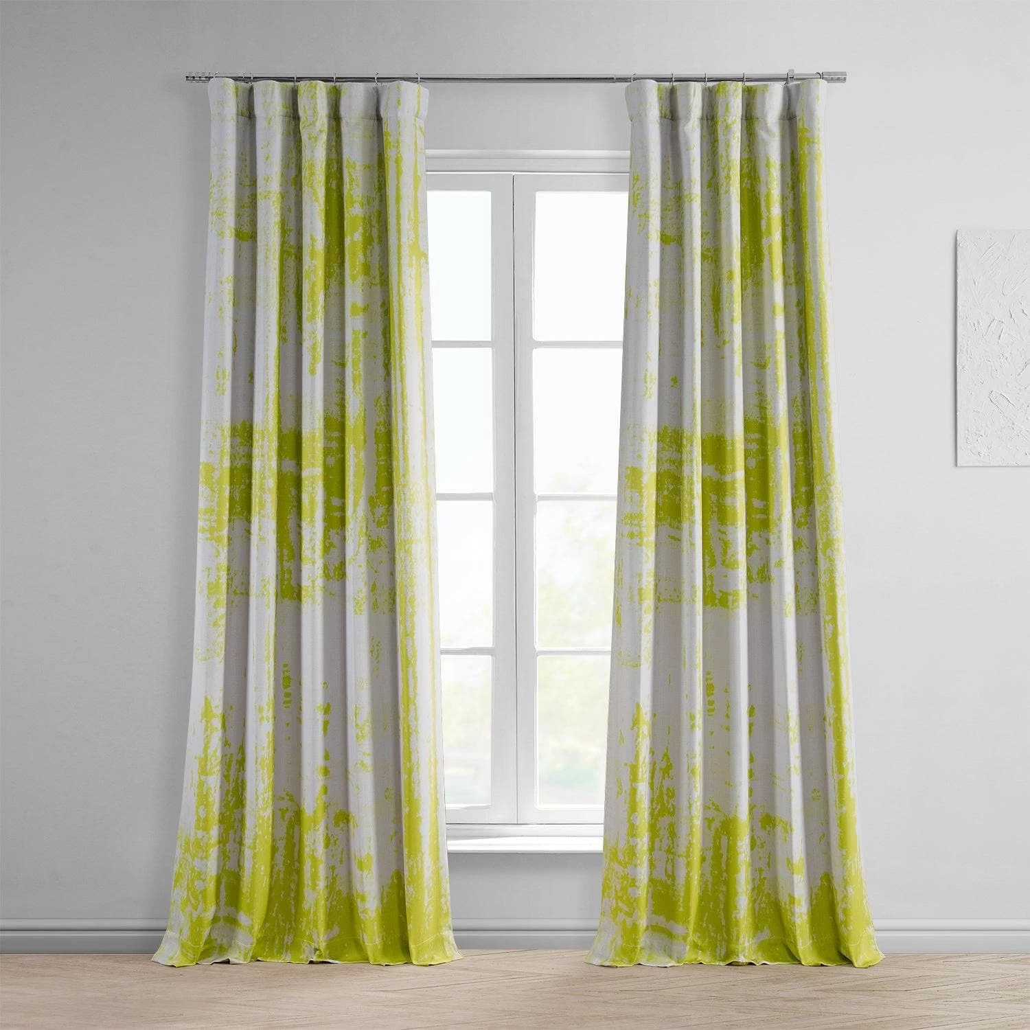 Dapple Green Printed Faux Linen Room Darkening Curtain 3 Dapple Green Printed Faux Linen Room Darkening Curtain