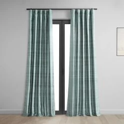 Mood Blue Textured Dupioni Silk Curtain