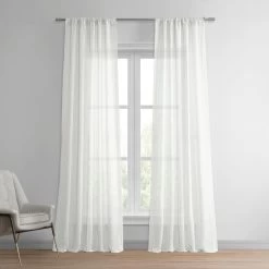 Aruba Cream Striped Linen Sheer Curtain