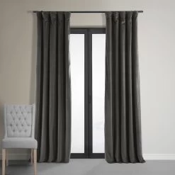 Colbalt Grey Signature Velvet Room Darkening Curtain Pair (2 Panels)