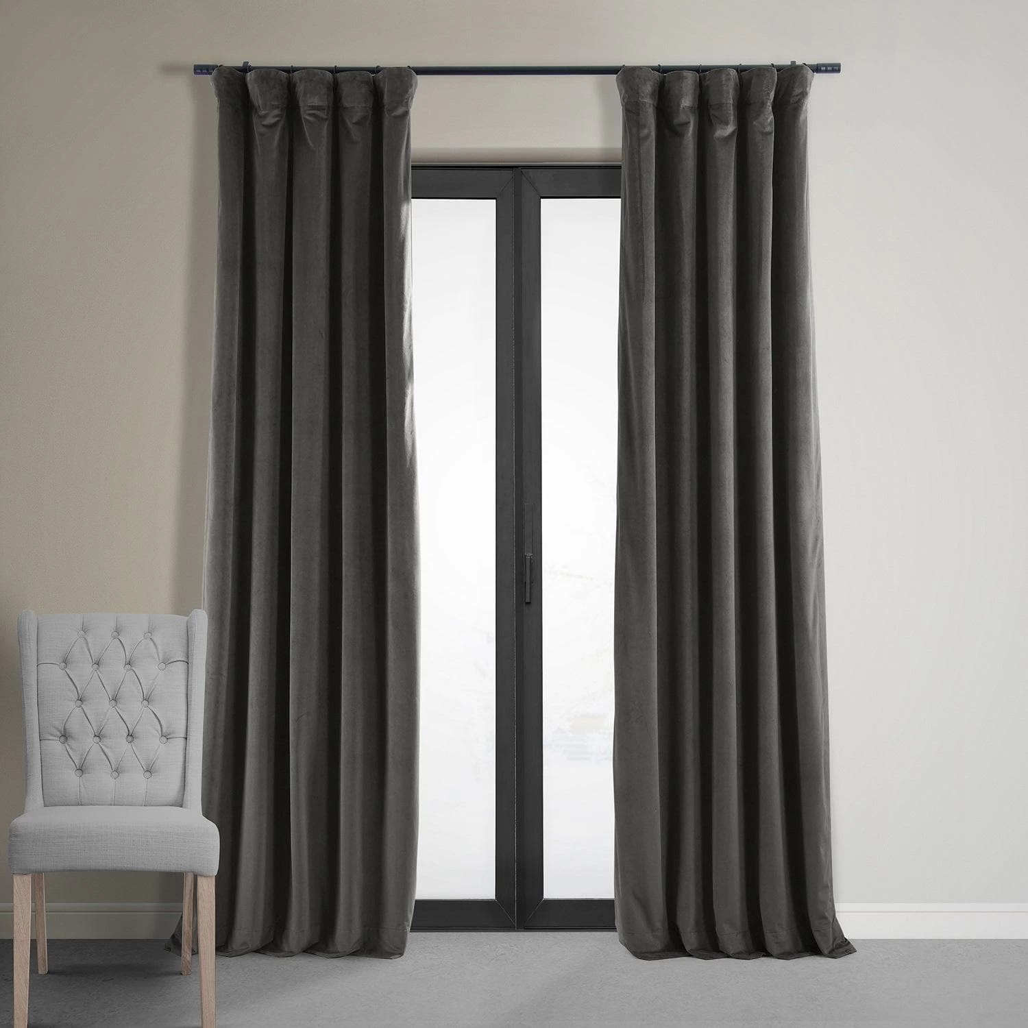 Colbalt Grey Signature Velvet Room Darkening Curtain Pair (2 Panels) 3 Colbalt Grey Signature Velvet Room Darkening Curtain Pair (2 Panels)