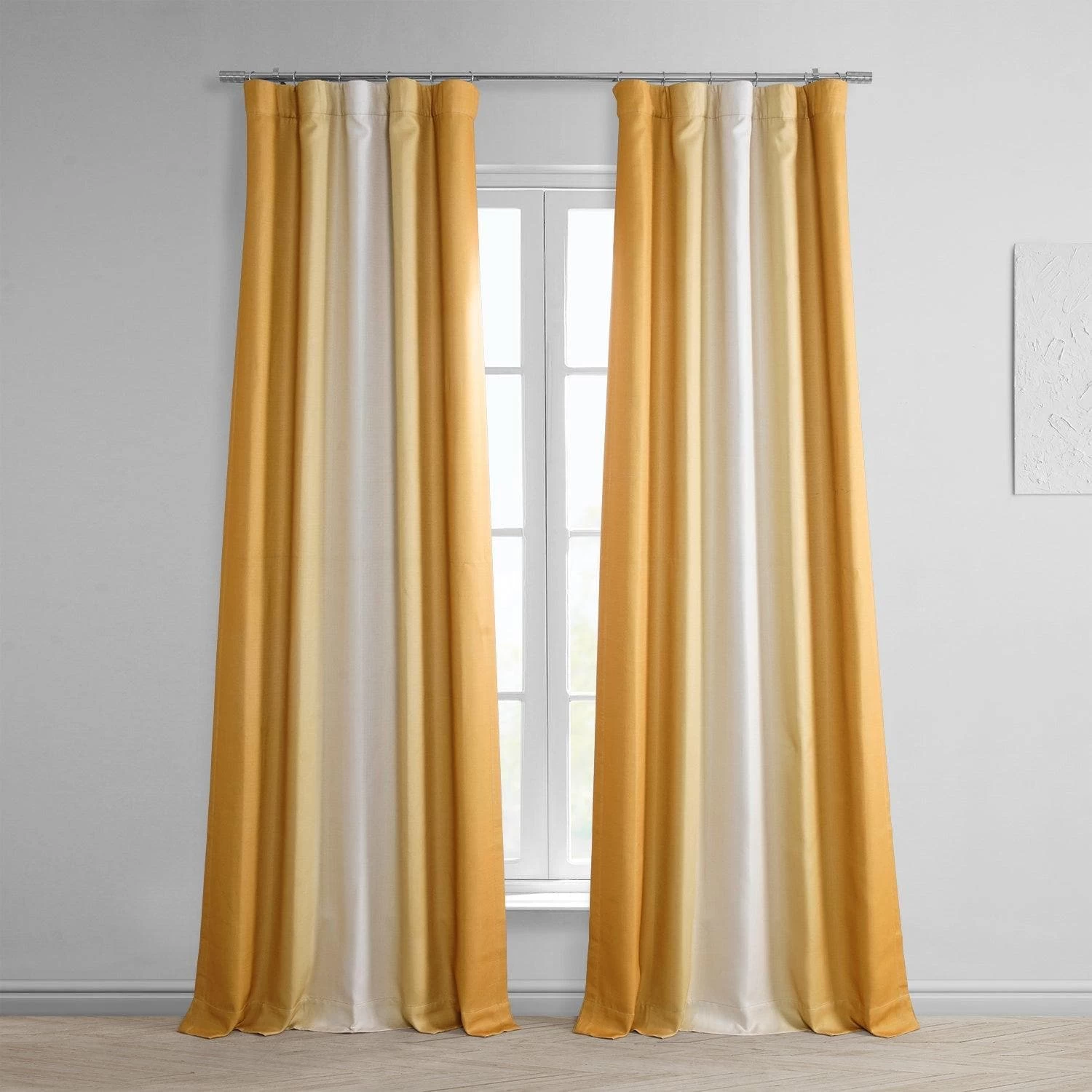 Parallel Gold Printed Faux Linen Room Darkening Curtain 2 Parallel Gold Printed Faux Linen Room Darkening Curtain
