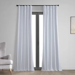 White Thermal Cross Linen Weave Blackout Curtain