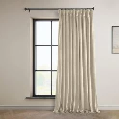 Angora Beige Extra Wide Signature Plush Velvet Hotel Blackout Curtain