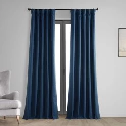 Indigo Thermal Cross Linen Weave Blackout Curtain