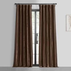 Copper Brown Faux Silk Taffeta Blackout Curtain