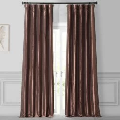 Copper Brown Solid Faux Silk Taffeta Curtain