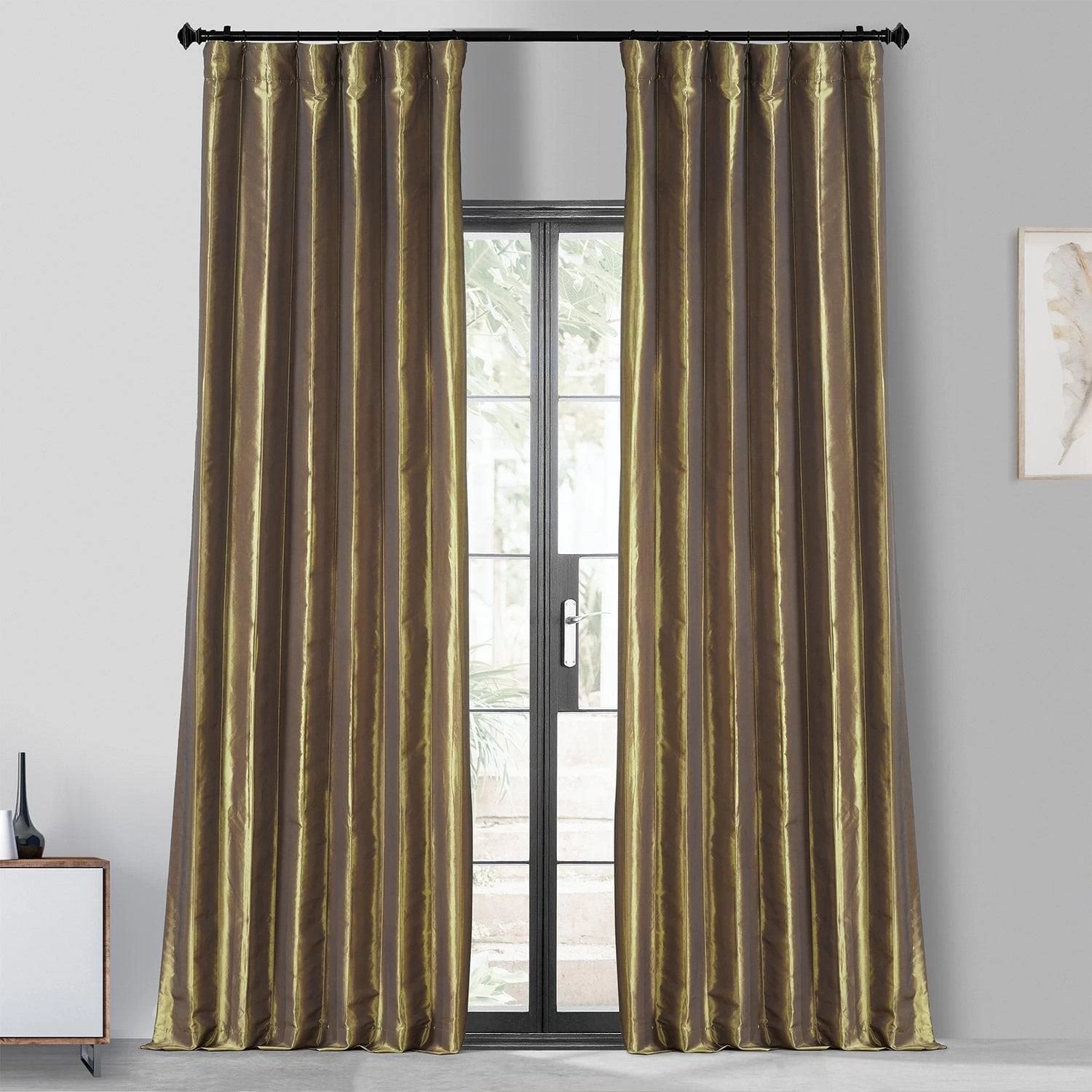 Gold Nugget Faux Silk Taffeta Blackout Curtain 3 Gold Nugget Faux Silk Taffeta Blackout Curtain