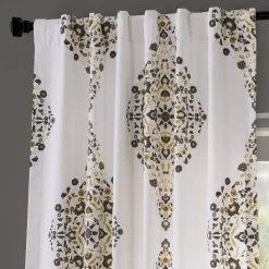 Kerala Gold Printed Cotton Curtain -Chic Curtains Shop 2D