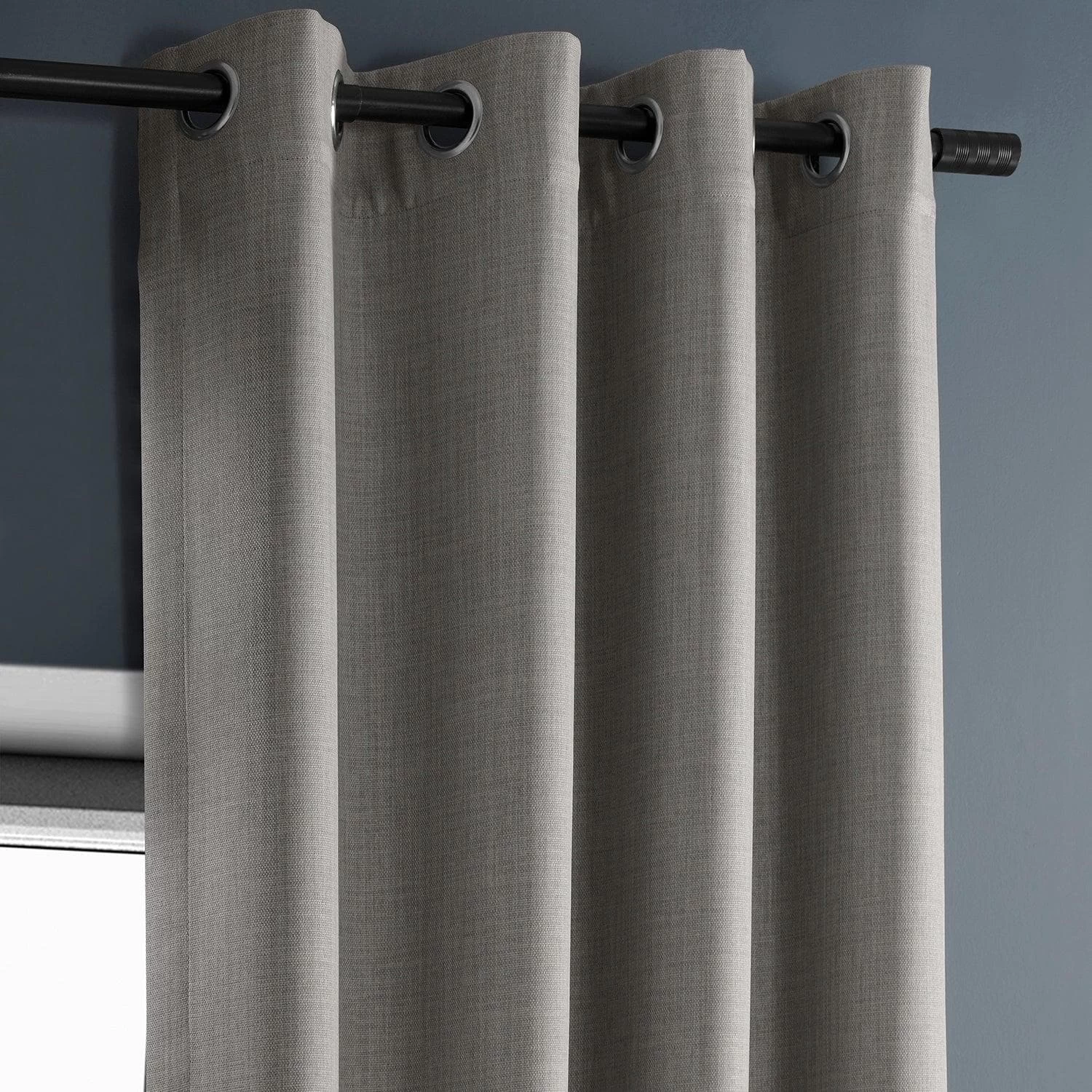 Clay Grommet Textured Faux Linen Room Darkening Curtain 4 Clay Grommet Textured Faux Linen Room Darkening Curtain - Image 2