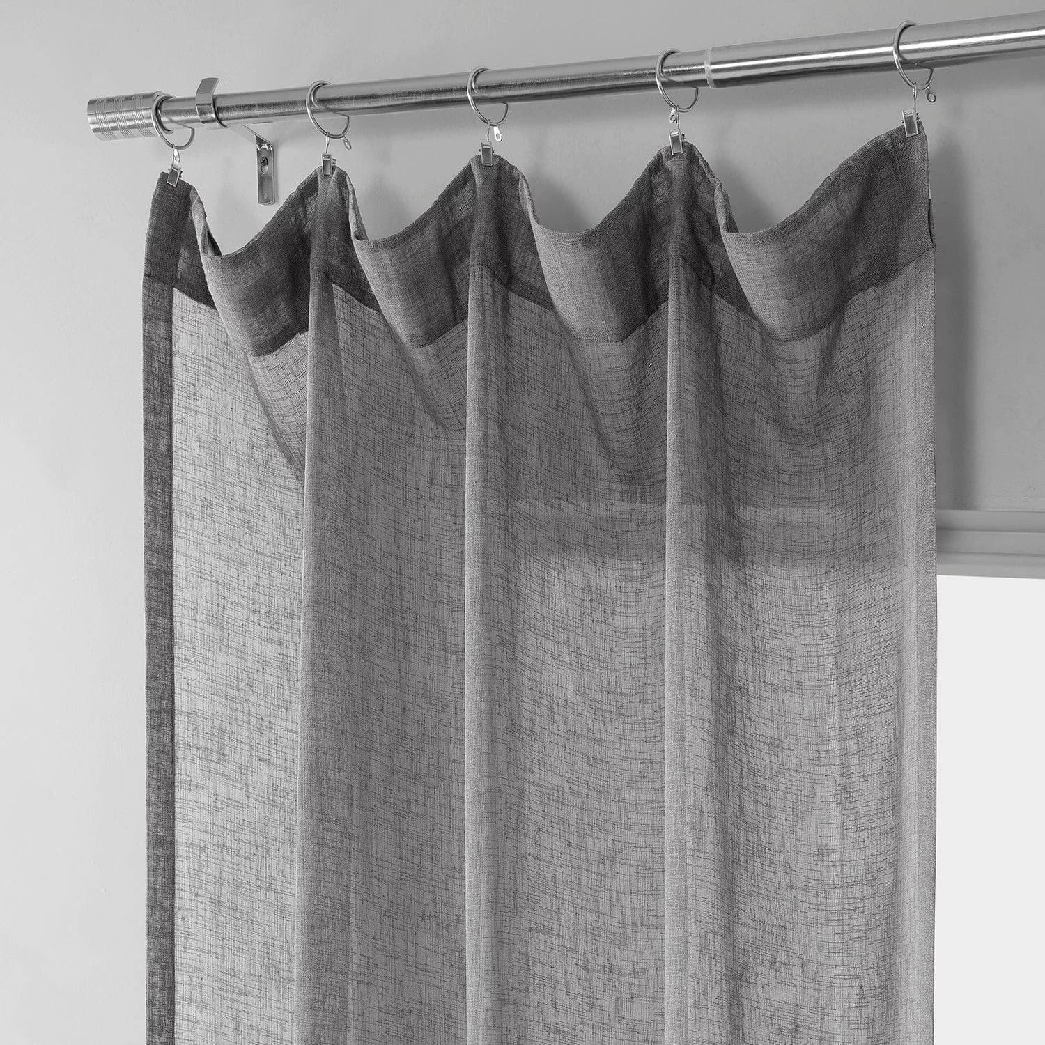 Gravel Grey Textured Faux Linen Sheer Curtain 4 Gravel Grey Textured Faux Linen Sheer Curtain - Image 2
