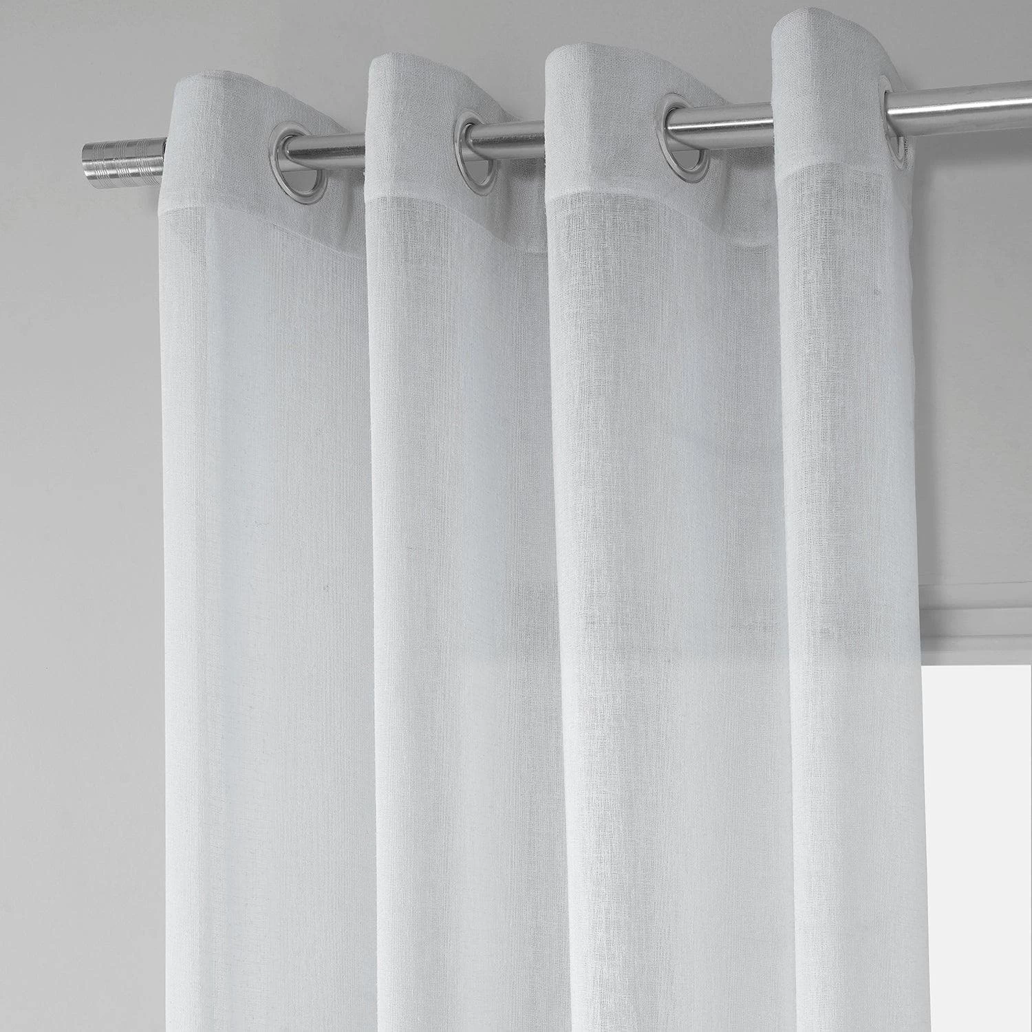 Aspen White Grommet Textured Faux Linen Sheer Curtain 4 Aspen White Grommet Textured Faux Linen Sheer Curtain - Image 2