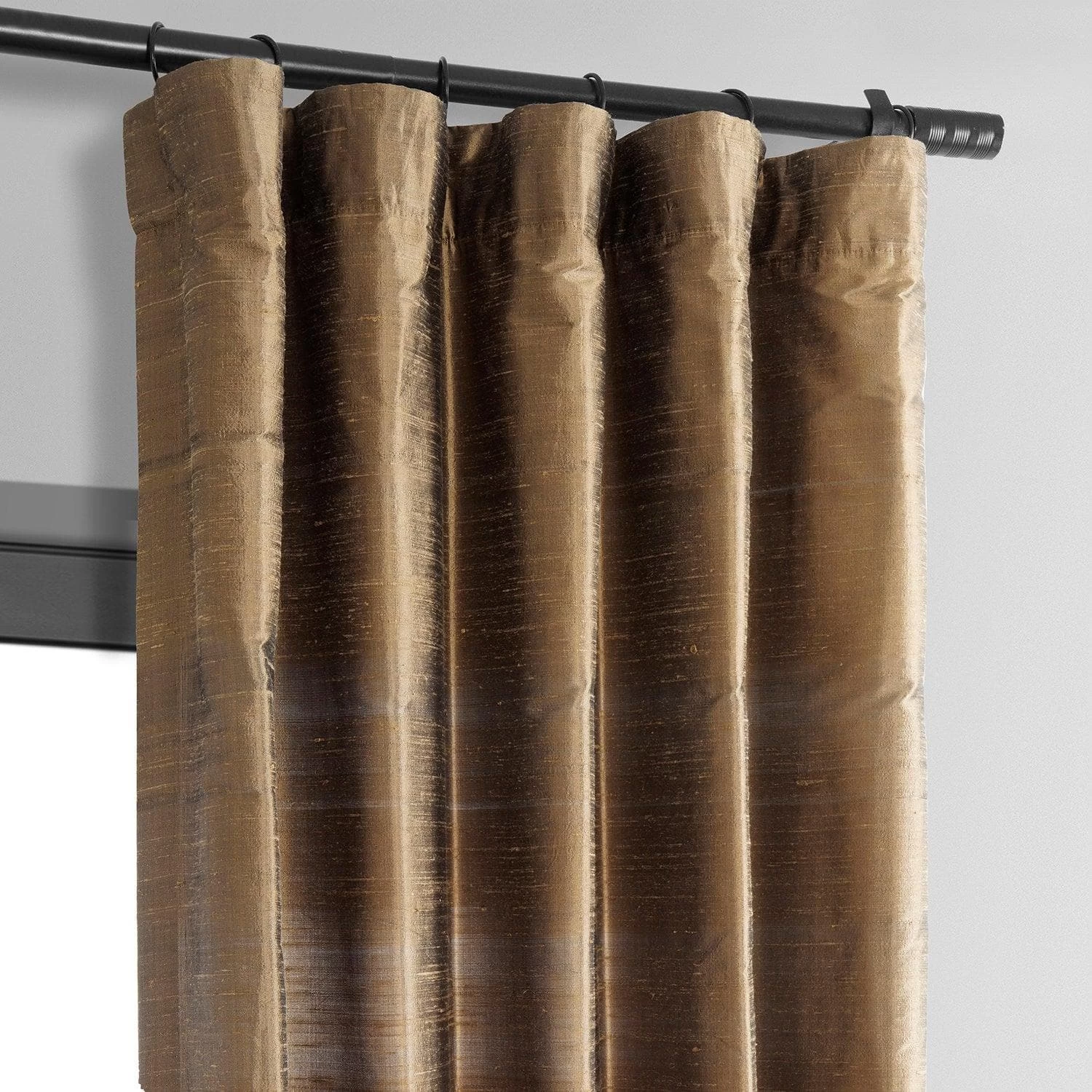 Mocha Textured Dupioni Silk Curtain 4 Mocha Textured Dupioni Silk Curtain - Image 2