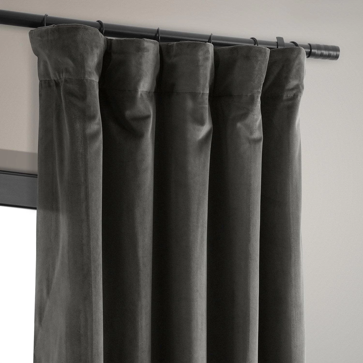 Colbalt Grey Signature Velvet Room Darkening Curtain Pair (2 Panels) 4 Colbalt Grey Signature Velvet Room Darkening Curtain Pair (2 Panels) - Image 2