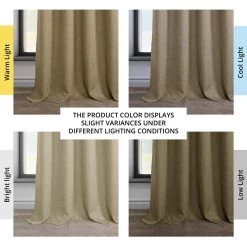 Nomad Tan Grommet Textured Faux Linen Room Darkening Curtain -Chic Curtains Shop 34N