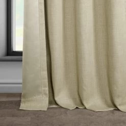 Thatched Tan Grommet Textured Faux Linen Room Darkening Curtain -Chic Curtains Shop 35H