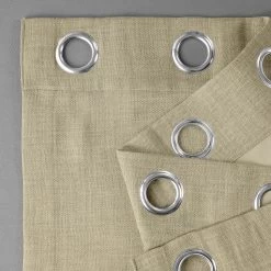 Thatched Tan Grommet Textured Faux Linen Room Darkening Curtain -Chic Curtains Shop 35K