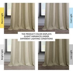 Thatched Tan Grommet Textured Faux Linen Room Darkening Curtain -Chic Curtains Shop 35N