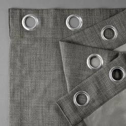 Blazer Grey Grommet Textured Faux Linen Room Darkening Curtain 10 Blazer Grey Grommet Textured Faux Linen Room Darkening Curtain -Chic Curtains Shop 37K