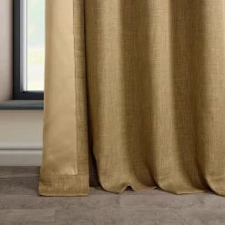Butterscotch Grommet Textured Faux Linen Room Darkening Curtain -Chic Curtains Shop 38H