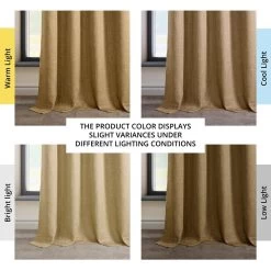 Butterscotch Grommet Textured Faux Linen Room Darkening Curtain -Chic Curtains Shop 38N