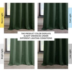 Key Green Grommet Textured Faux Linen Room Darkening Curtain -Chic Curtains Shop 39N