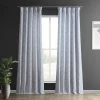 Strokes Light Blue Textured Printed Cotton Light Filtering Curtain -Chic Curtains Shop 3AA
