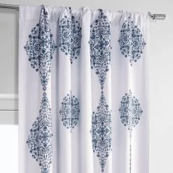 Karachi Navy Printed Faux Linen Room Darkening Curtain -Chic Curtains Shop 3 1b00191e 37d1 497a 8157 38f962474b21
