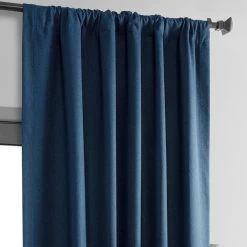 Indigo Thermal Cross Linen Weave Blackout Curtain -Chic Curtains Shop 3 4b899610 bec3 44fe a5a3 d2c138f69f43