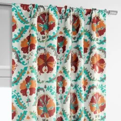 Tribeca Hibiscus Printed Faux Linen Room Darkening Curtain -Chic Curtains Shop 3 bfab53bc 088f 460c bc70 431d7e2f257d