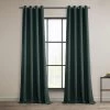 Focal Green Grommet Textured Faux Linen Room Darkening Curtain