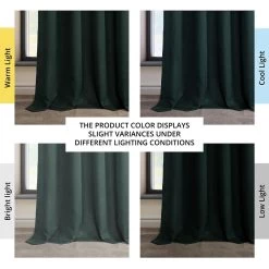 Focal Green Grommet Textured Faux Linen Room Darkening Curtain -Chic Curtains Shop 40N
