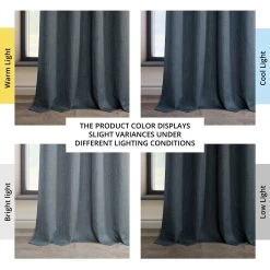 Reverie Blue Grommet Textured Faux Linen Room Darkening Curtain 13 Reverie Blue Grommet Textured Faux Linen Room Darkening Curtain -Chic Curtains Shop 42N