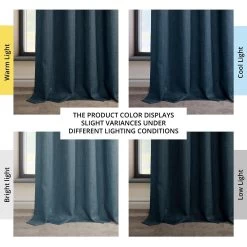 Story Blue Grommet Textured Faux Linen Room Darkening Curtain -Chic Curtains Shop 43N