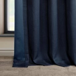 Nightfall Navy Grommet Textured Faux Linen Room Darkening Curtain 11 Nightfall Navy Grommet Textured Faux Linen Room Darkening Curtain -Chic Curtains Shop 44H