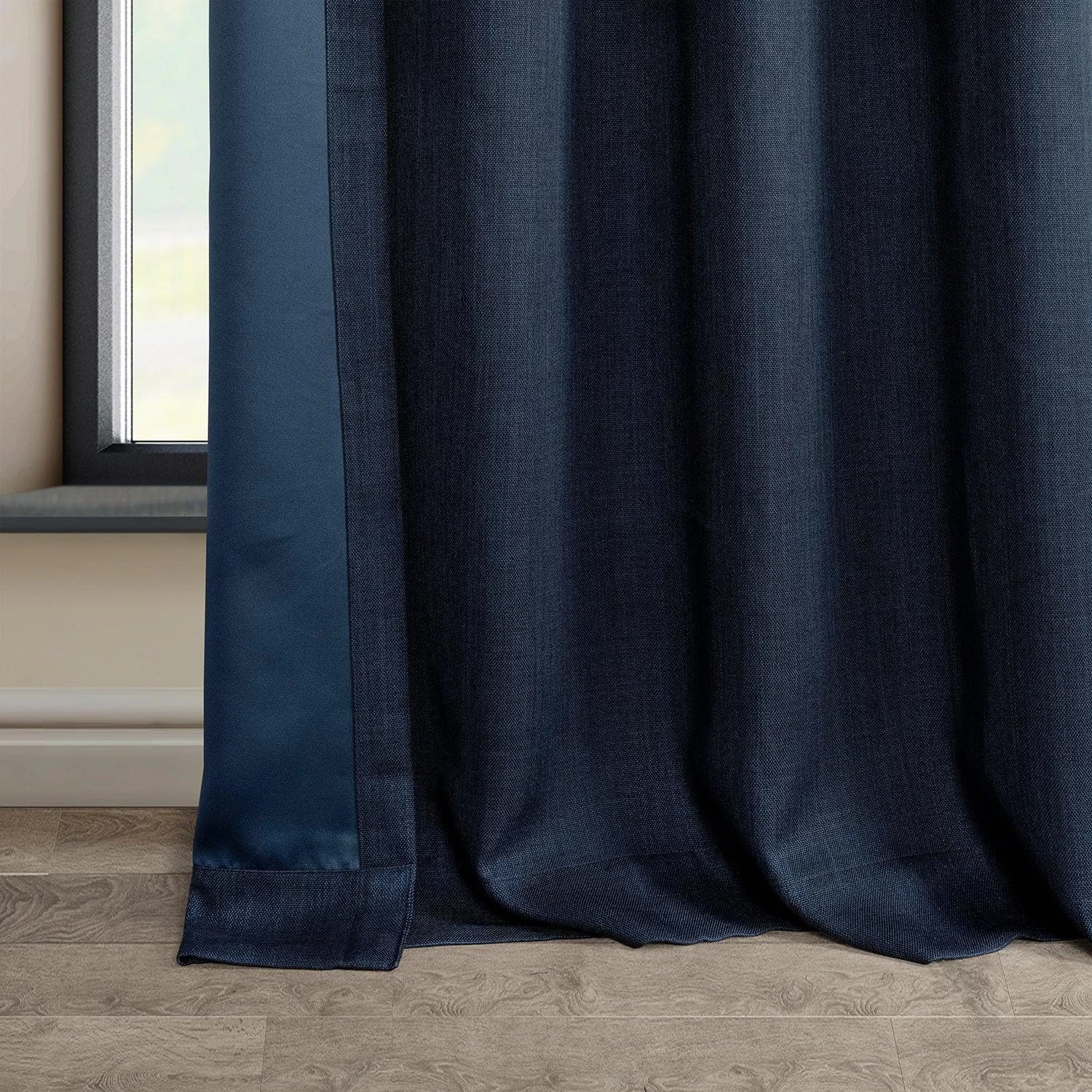 Nightfall Navy Grommet Textured Faux Linen Room Darkening Curtain 6 Nightfall Navy Grommet Textured Faux Linen Room Darkening Curtain - Image 4