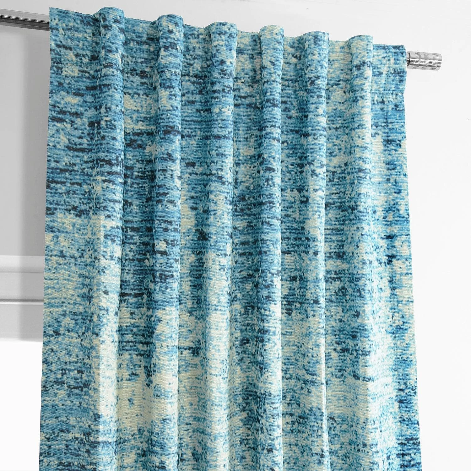 Strata Blue Printed Faux Linen Room Darkening Curtain 5 Strata Blue Printed Faux Linen Room Darkening Curtain - Image 3