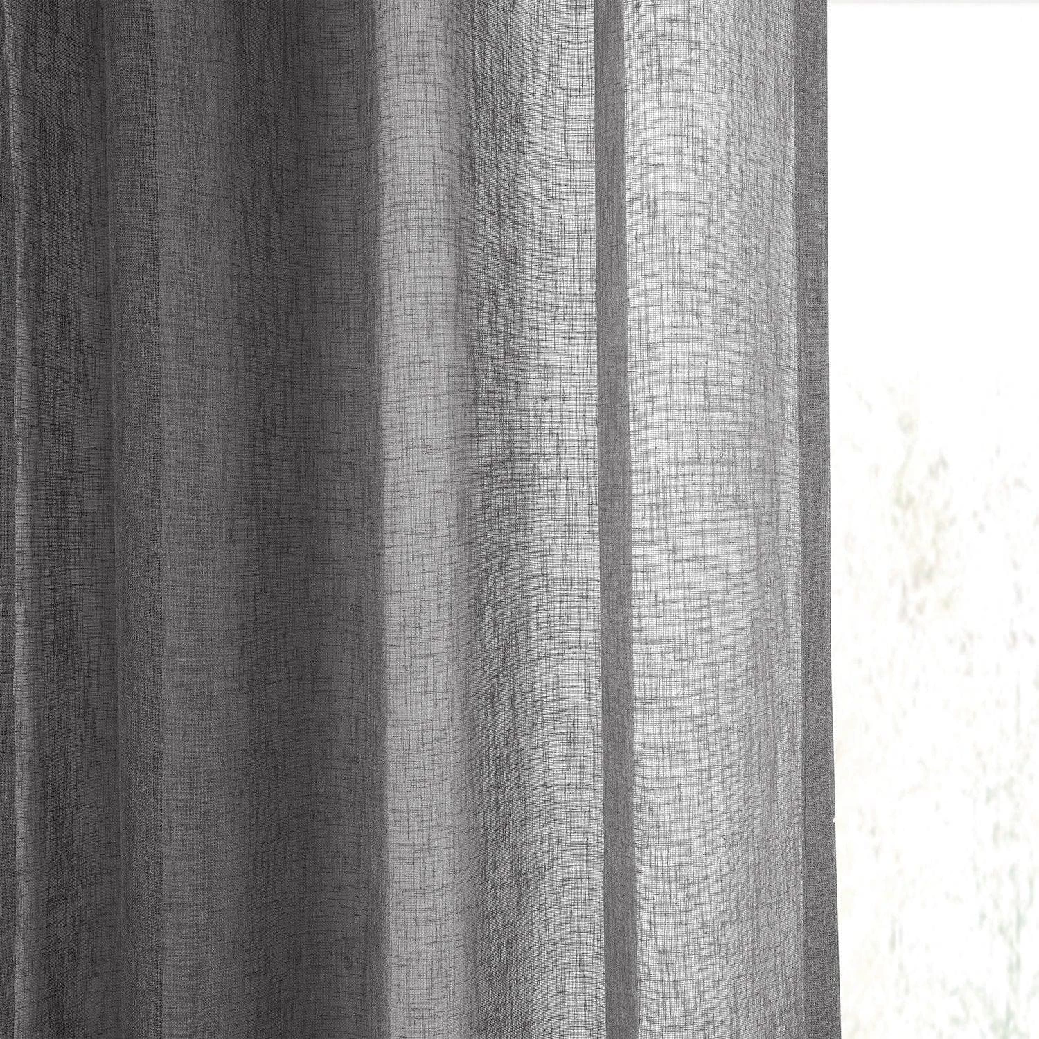 Gravel Grey Grommet Textured Faux Linen Sheer Curtain 6 Gravel Grey Grommet Textured Faux Linen Sheer Curtain - Image 4
