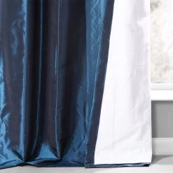 Navy Ruched Solid Faux Silk Taffeta Curtain -Chic Curtains Shop 4 a6942980 6408 421f bfde 87405ba08aab