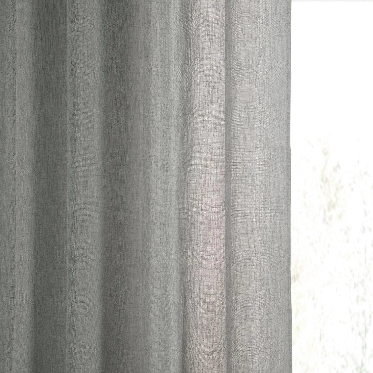 Paris Greige Grommet Textured Faux Linen Sheer Curtain 6 Paris Greige Grommet Textured Faux Linen Sheer Curtain - Image 4
