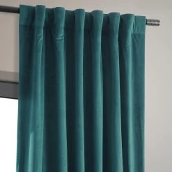 Ocean Teal Blue Signature Velvet Room Darkening Curtain Pair (2 Panels) -Chic Curtains Shop 4 b8c6123a 543e 43cd 9123 427f0342e776