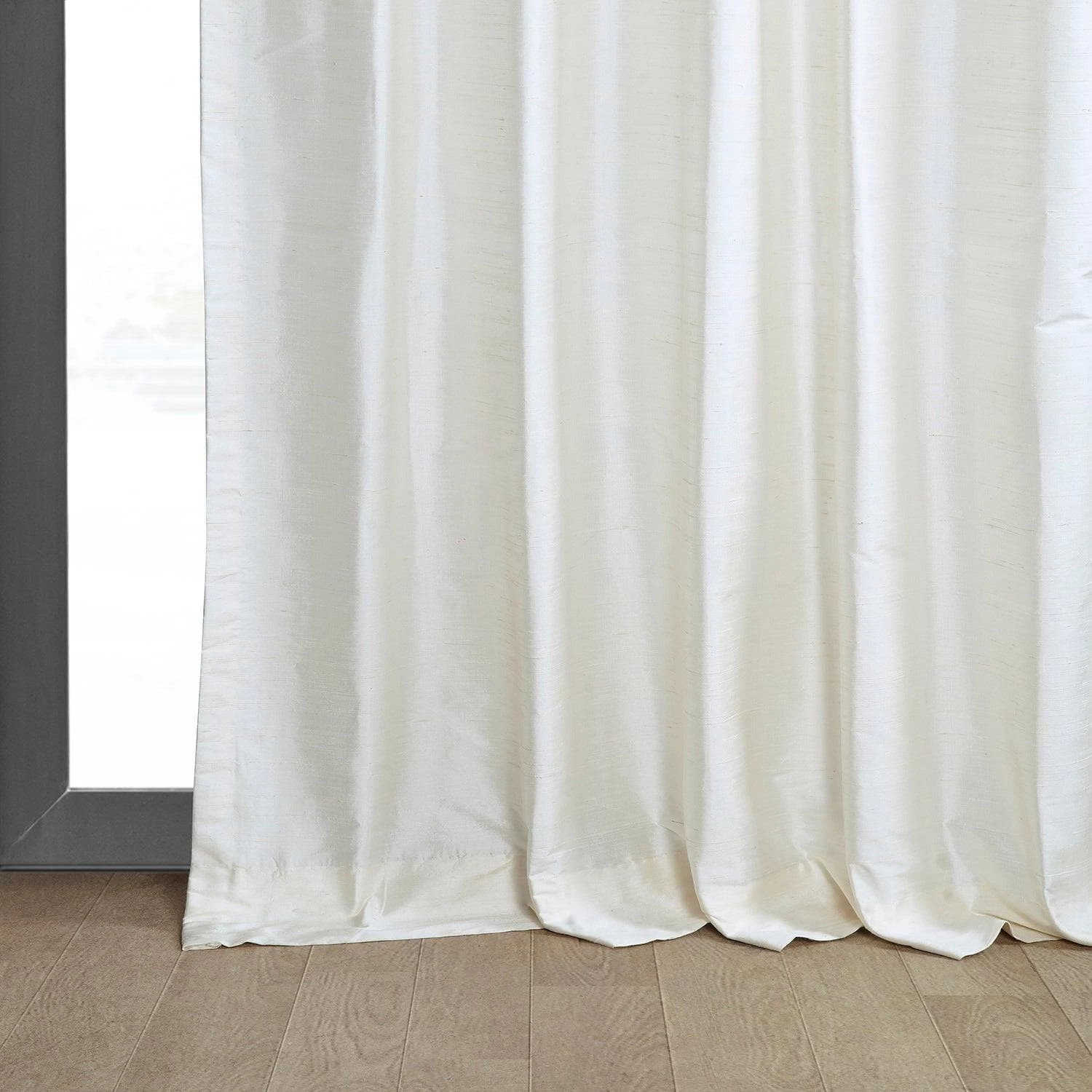 Lily White Textured Dupioni Silk Curtain 6 Lily White Textured Dupioni Silk Curtain - Image 4