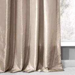 Antique Beige Ruched Solid Faux Silk Taffeta Curtain -Chic Curtains Shop 4 be29857c 7c69 43da 8499 12b6770851aa