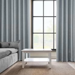 Heather Grey Grommet Textured Faux Linen Room Darkening Curtain 12 Heather Grey Grommet Textured Faux Linen Room Darkening Curtain -Chic Curtains Shop 50AX