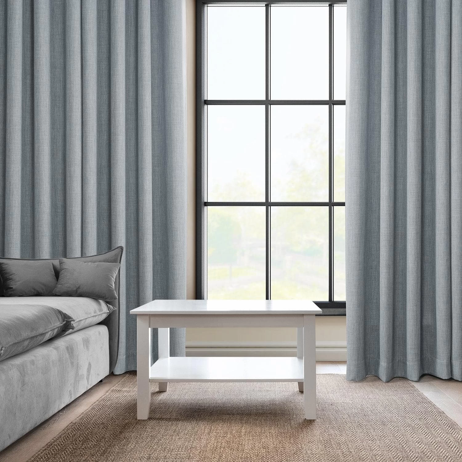 Heather Grey Grommet Textured Faux Linen Room Darkening Curtain 7 Heather Grey Grommet Textured Faux Linen Room Darkening Curtain - Image 5