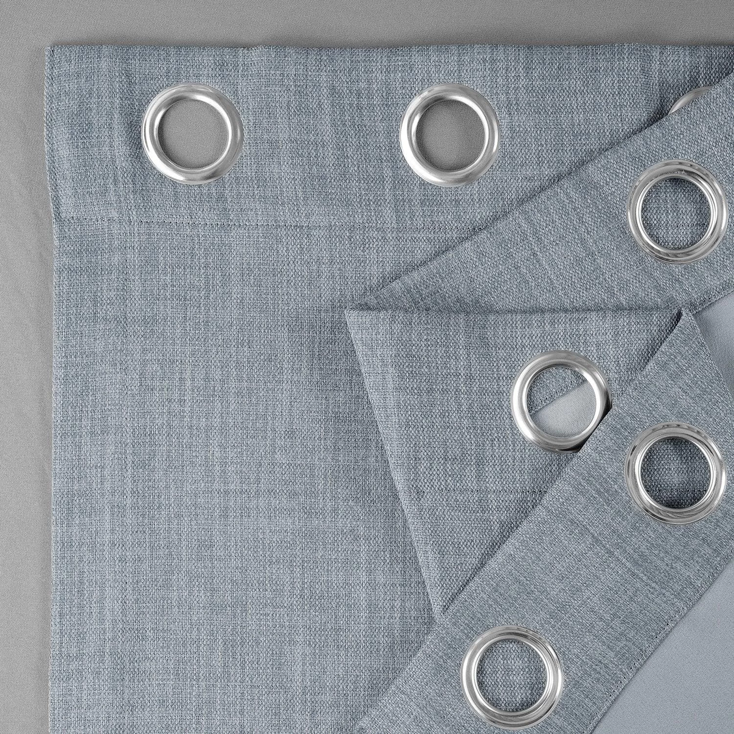 Heather Grey Grommet Textured Faux Linen Room Darkening Curtain 5 Heather Grey Grommet Textured Faux Linen Room Darkening Curtain - Image 3