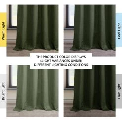 Tuscany Green Grommet Textured Faux Linen Room Darkening Curtain -Chic Curtains Shop 54N