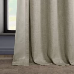 Oatmeal Grommet Textured Faux Linen Room Darkening Curtain -Chic Curtains Shop 55H