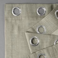 Oatmeal Grommet Textured Faux Linen Room Darkening Curtain -Chic Curtains Shop 55K