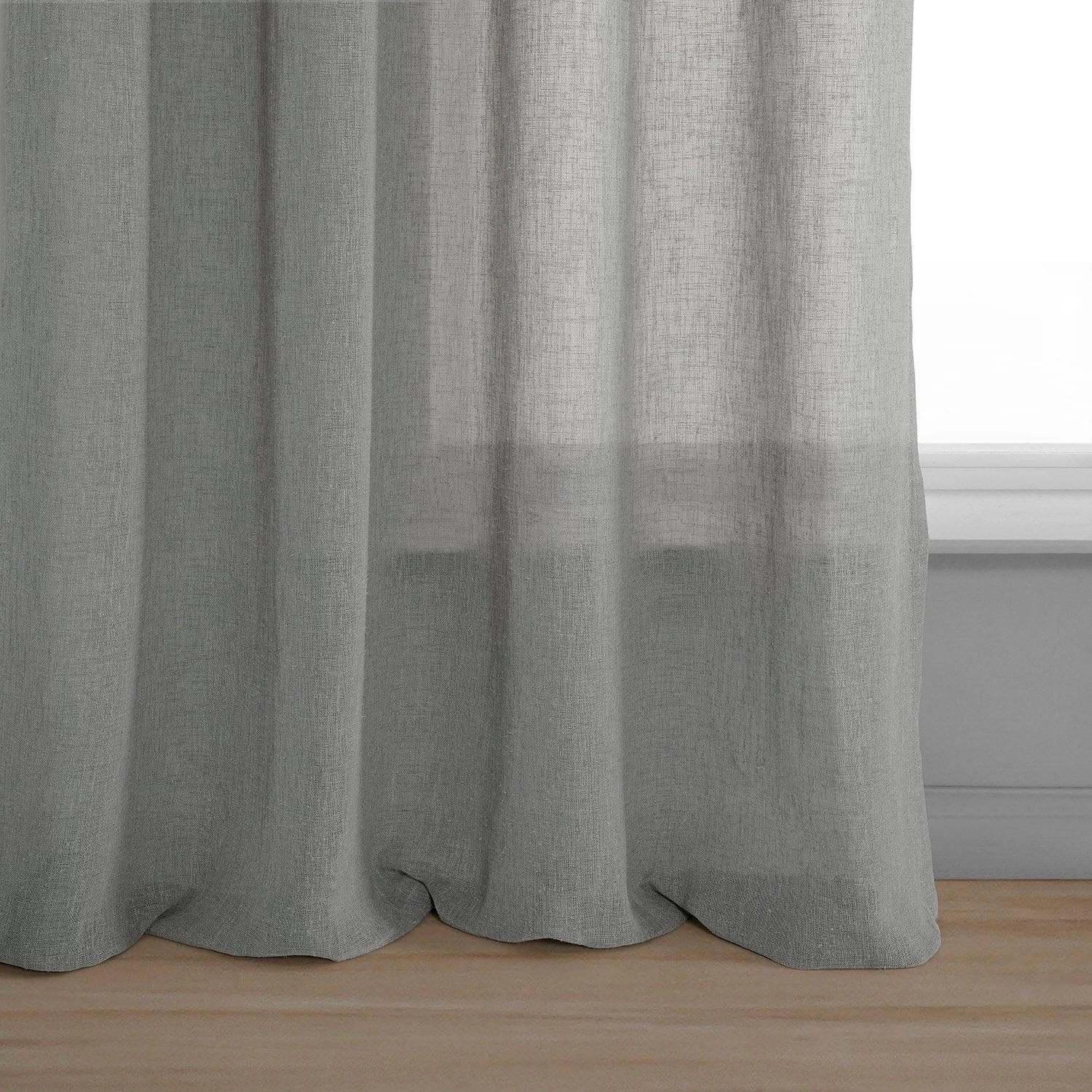 Paris Greige Grommet Textured Faux Linen Sheer Curtain 7 Paris Greige Grommet Textured Faux Linen Sheer Curtain - Image 5